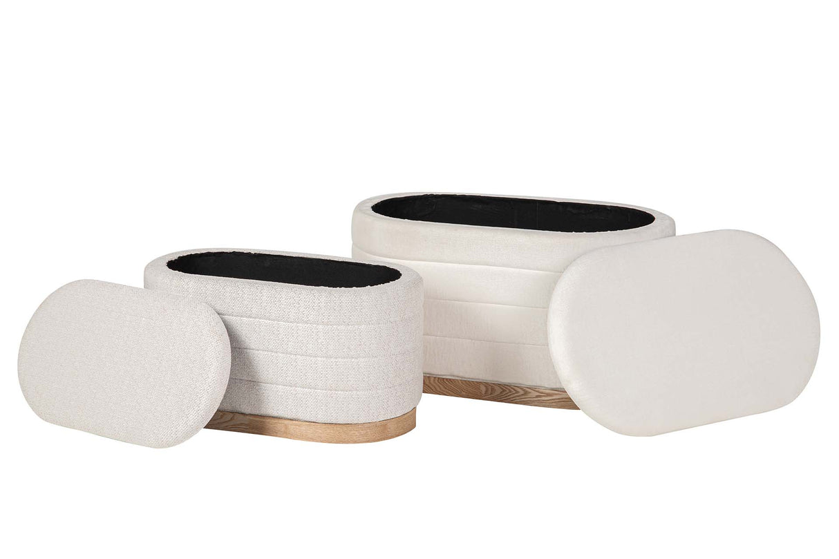 SET 2 PUFFS CHENILLA MADERA 83x48x42 69x38x35 CM