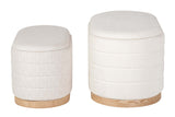 SET 2 PUFFS CHENILLA MADERA 83x48x42 69x38x35 CM