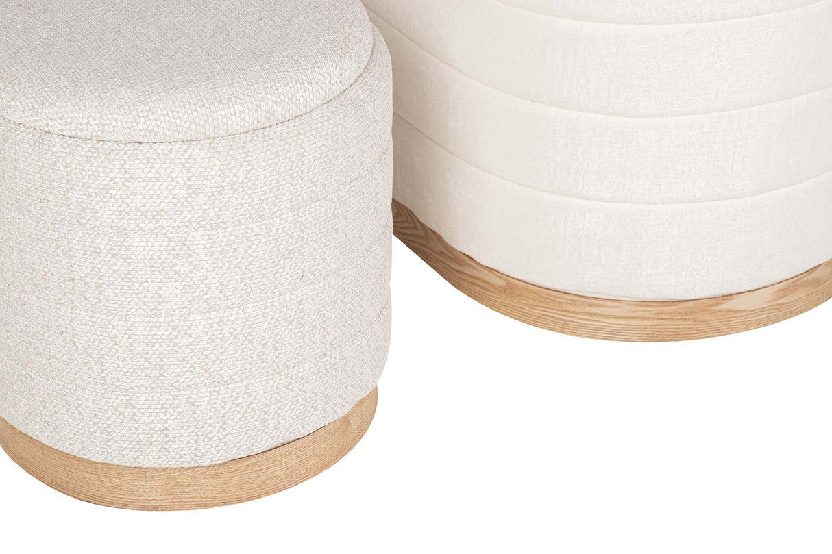 SET 2 PUFFS CHENILLA MADERA 83x48x42 69x38x35 CM