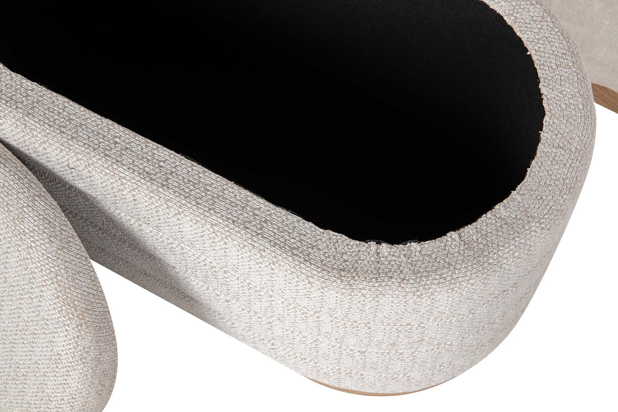 SET 2 PUFFS CHENILLA MADERA 83x48x42 69x38x35 CM
