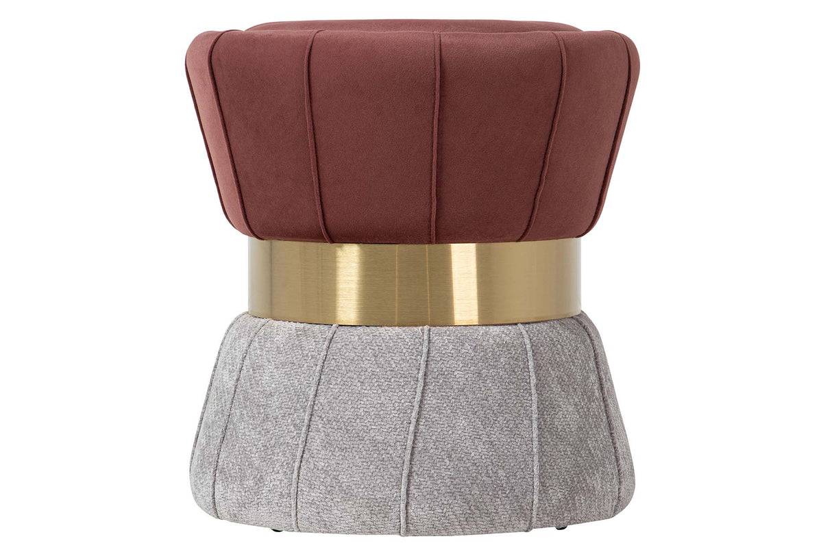 PUFF VELVET GRANATE GRIS 40x40x44 CM