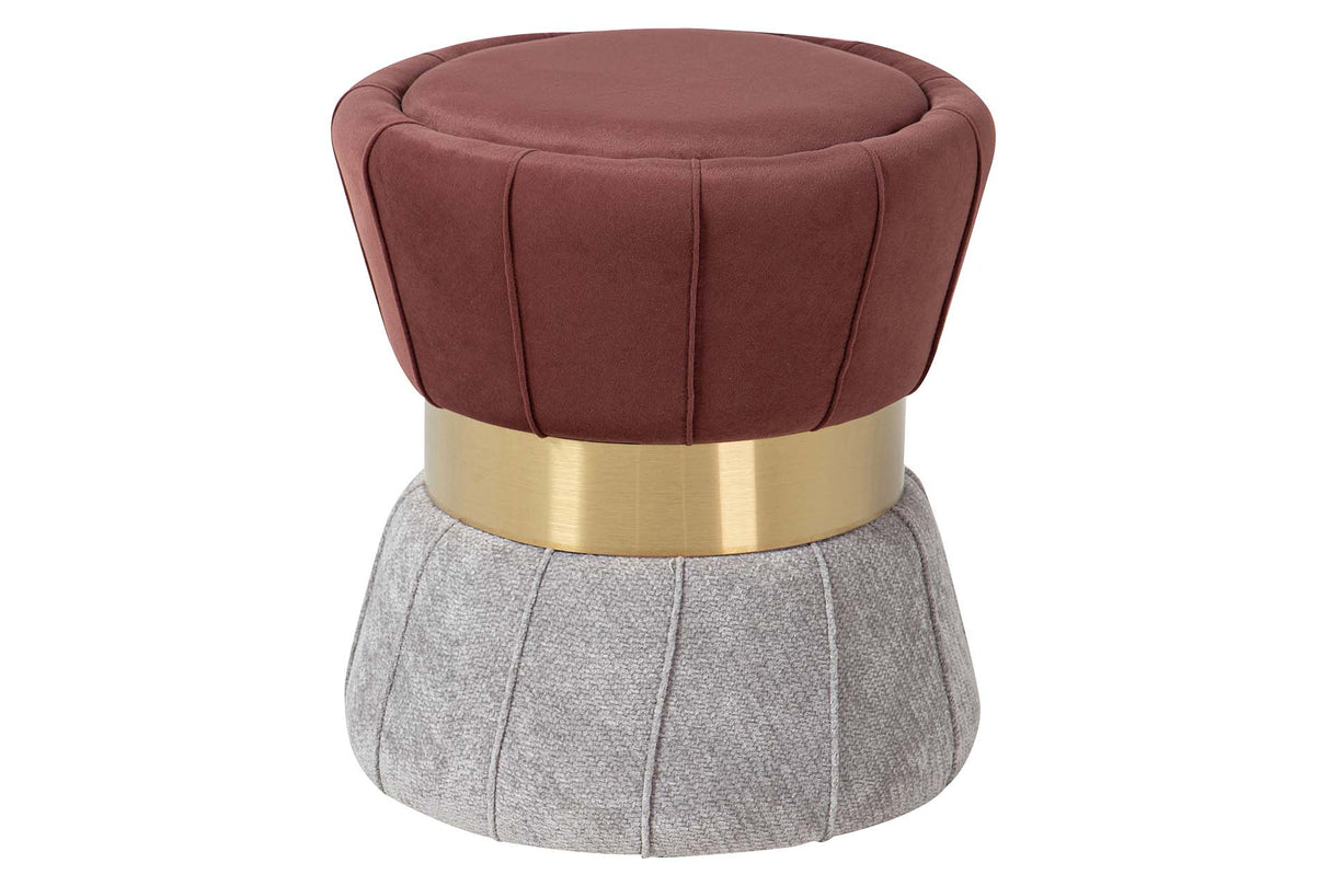 PUFF VELVET GRANATE GRIS 40x40x44 CM