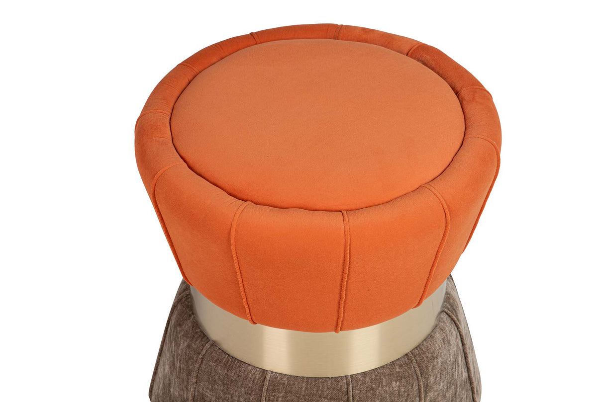 PUFF VELVET NARANJA MARRON 40x40x44 CM