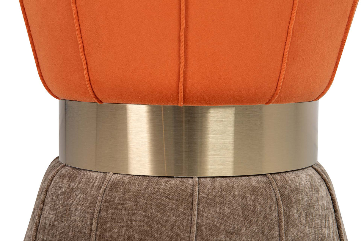 PUFF VELVET NARANJA MARRON 40x40x44 CM
