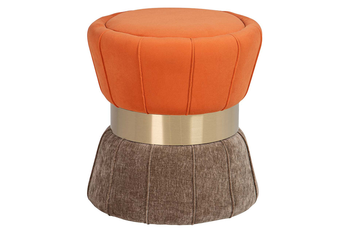 PUFF VELVET NARANJA MARRON 40x40x44 CM