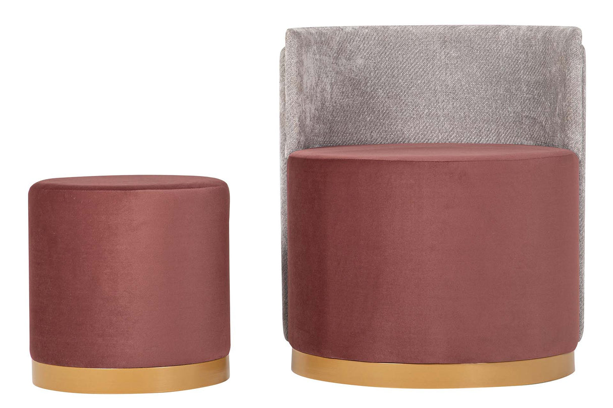 SET BUTACA Y PUFF VELVET 61x61x70 40x40x40 CM