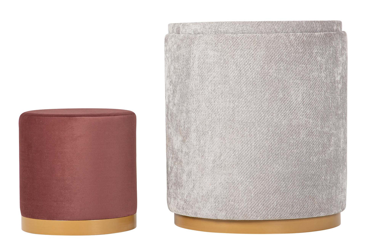 SET BUTACA Y PUFF VELVET 61x61x70 40x40x40 CM
