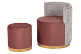 SET BUTACA Y PUFF VELVET 61x61x70 40x40x40 CM