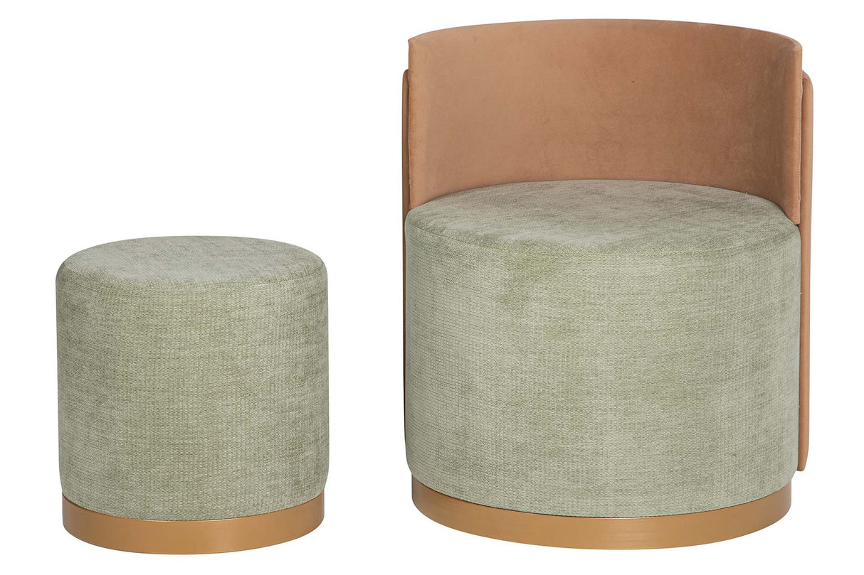SET BUTACA Y PUFF VELVET 61x61x70 40x40x40 CM