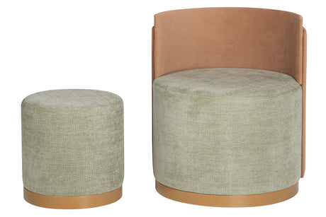 SET BUTACA Y PUFF VELVET 61x61x70 40x40x40 CM