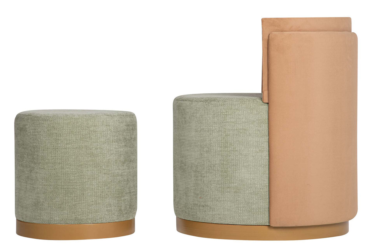 SET BUTACA Y PUFF VELVET 61x61x70 40x40x40 CM