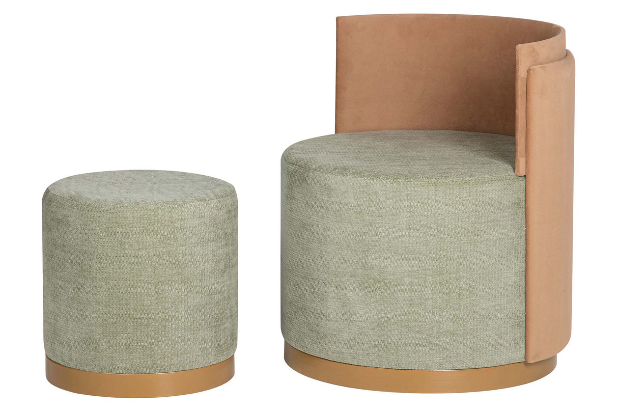 SET BUTACA Y PUFF VELVET 61x61x70 40x40x40 CM