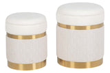 SET 2 PUFFS VELVET METAL 36x36x44 31x31x38 CM