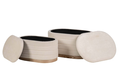 SET 2 PUFFS LINO METAL  83x48x42 69x38x35 CM