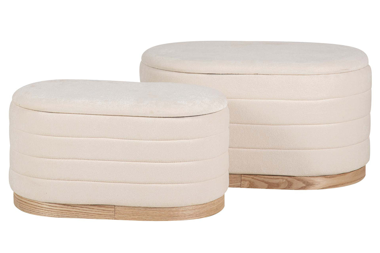 SET 2 PUFFS LINO METAL  83x48x42 69x38x35 CM