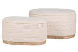 SET 2 PUFFS LINO METAL  83x48x42 69x38x35 CM