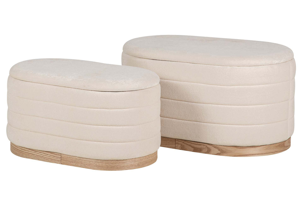 SET 2 PUFFS LINO METAL  83x48x42 69x38x35 CM