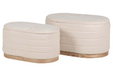 SET 2 PUFFS LINO METAL  83x48x42 69x38x35 CM