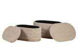 SET 2 PUFFS LINO MADERA 83x48x42 69x38x35 CM
