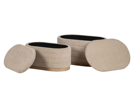 SET 2 PUFFS LINO MADERA 83x48x42 69x38x35 CM