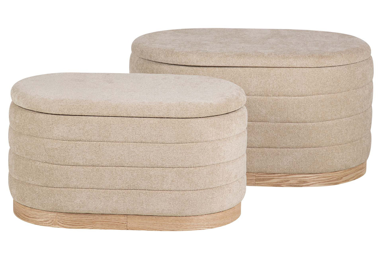 SET 2 PUFFS LINO MADERA 83x48x42 69x38x35 CM