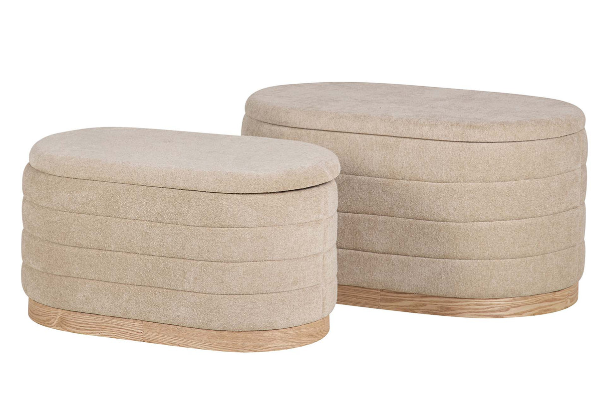 SET 2 PUFFS LINO MADERA 83x48x42 69x38x35 CM