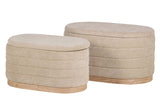 SET 2 PUFFS LINO MADERA 83x48x42 69x38x35 CM