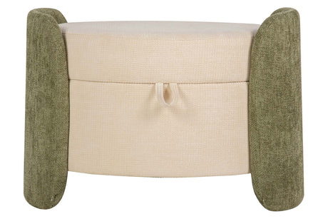 PUFF VELVET CHENILLE BLANCO VERDE 70x54x48 CM