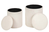 SET 2 PUFFS VELVET CHENILLA 36x36x44 31x31x38 CM