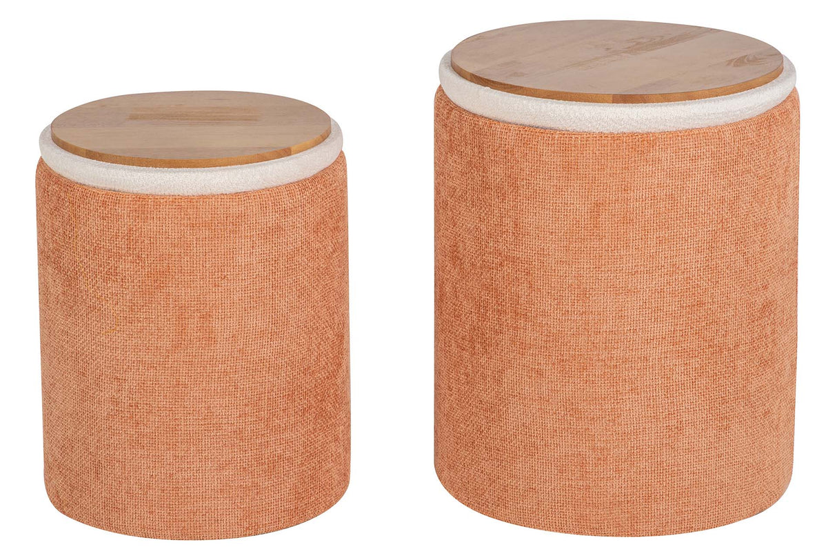 SET 2 PUFFS VELVET CHENILLA 36x36x44 31x31x38 CM