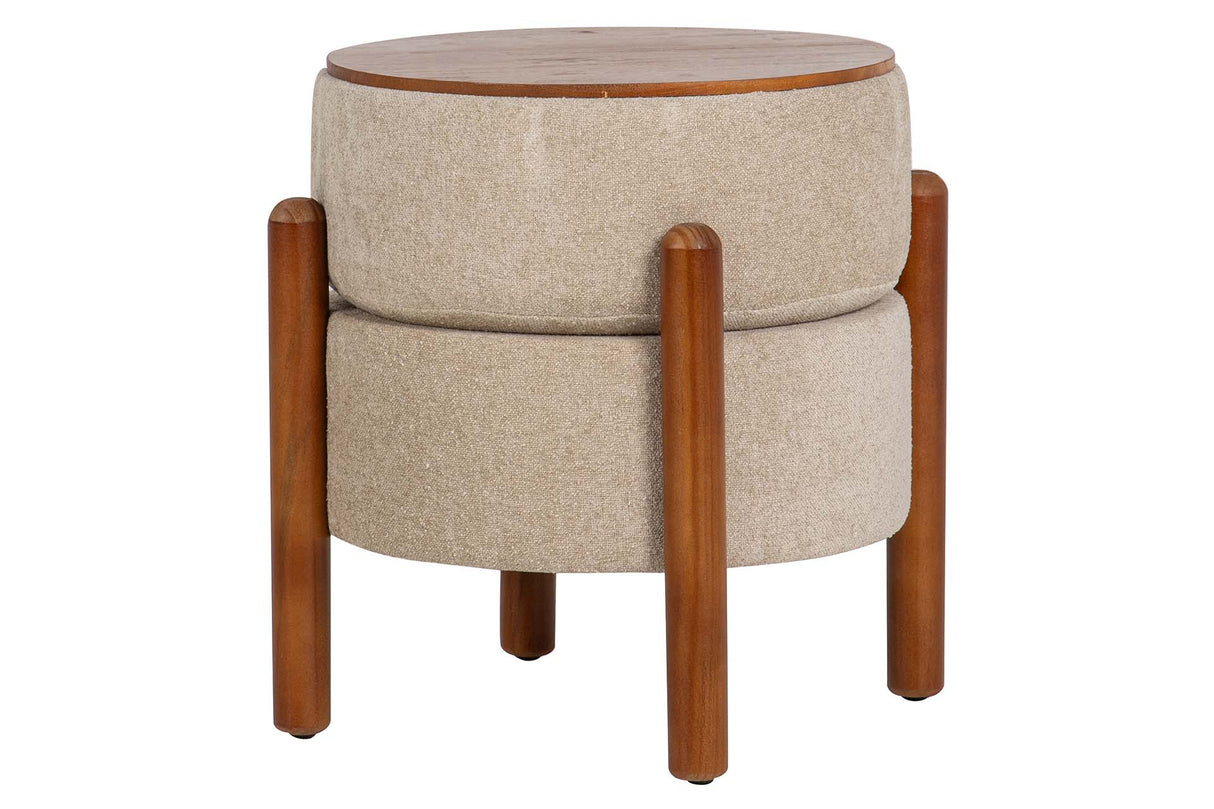 PUFF MADERA BOUCLE GRIS 40x40x45 CM