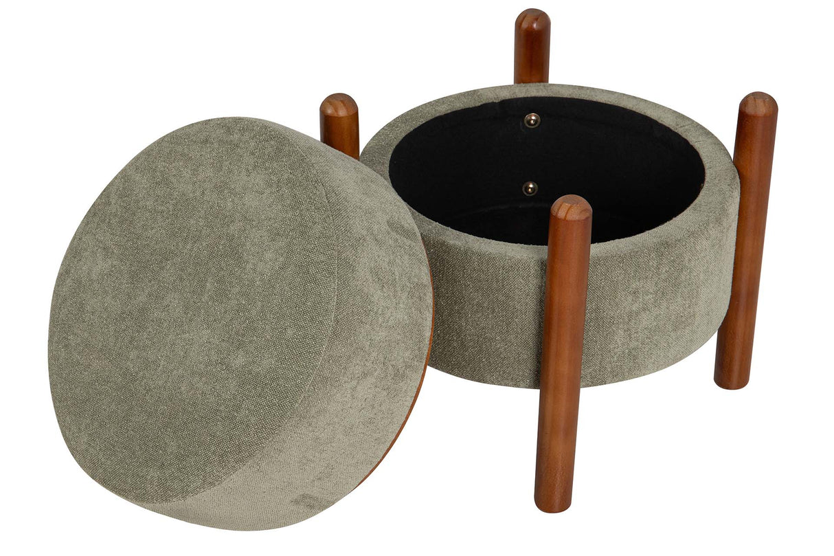 PUFF MADERA VELVET VERDE 40x40x45 CM