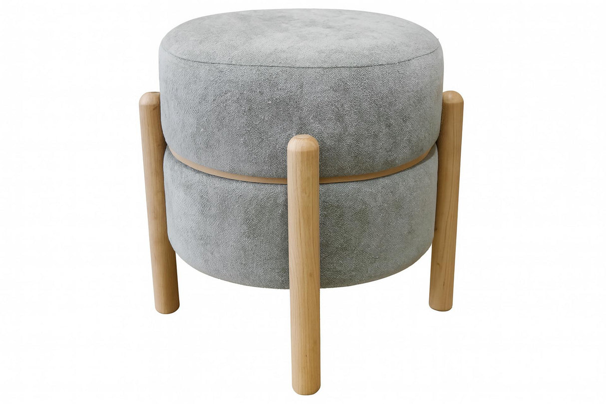 PUFF MADERA VELVET GRIS 40x40x45 CM