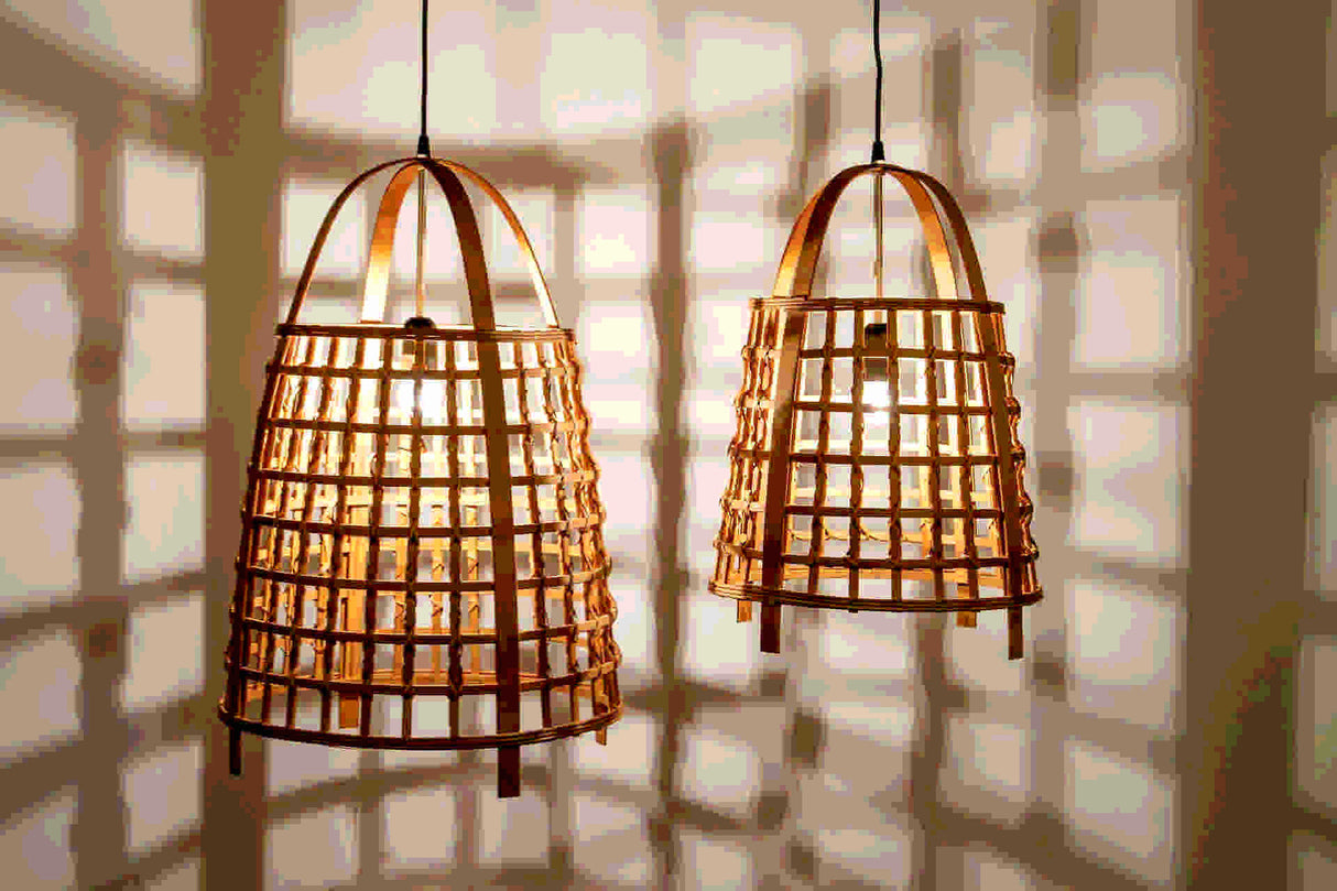 Set 2 lampade Bambu 42x42x61-33.5x33.5x48.5 cm