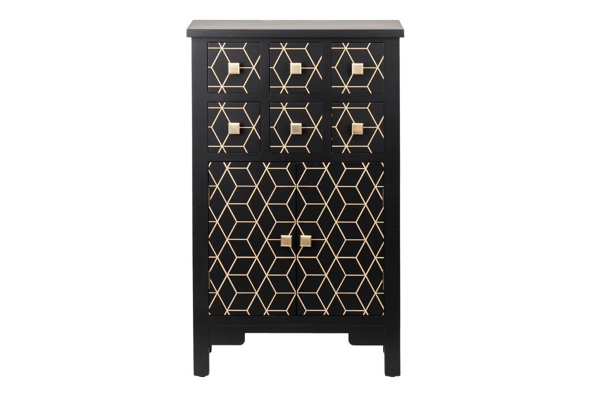 Gabinete Black-Dorado Wood 60x30x100 cm