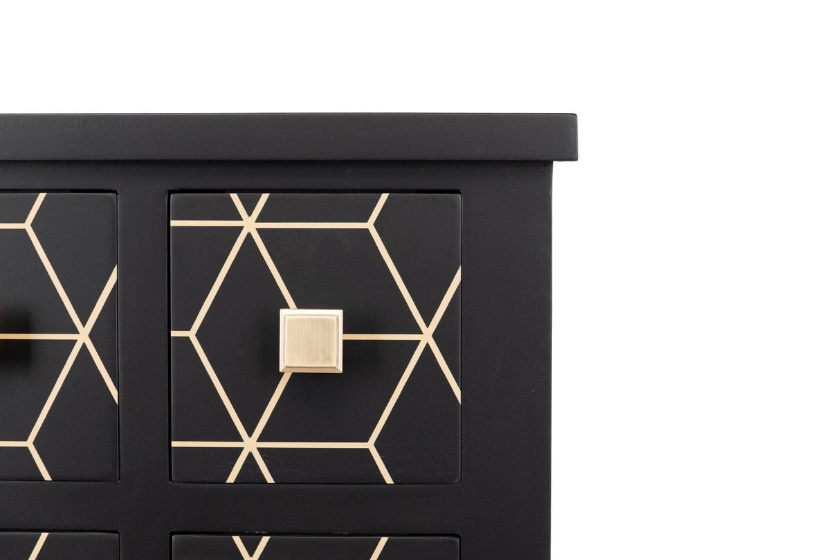 Cabinet Black-Dorado Wood 60x30x100 cm