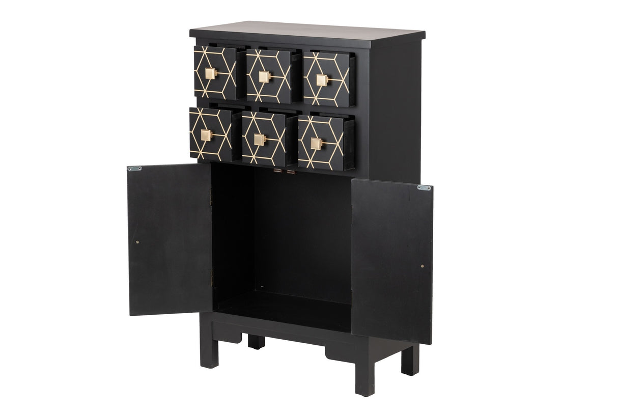 CABINET MADERA NEGRO-DORADO 60x30x100 CM