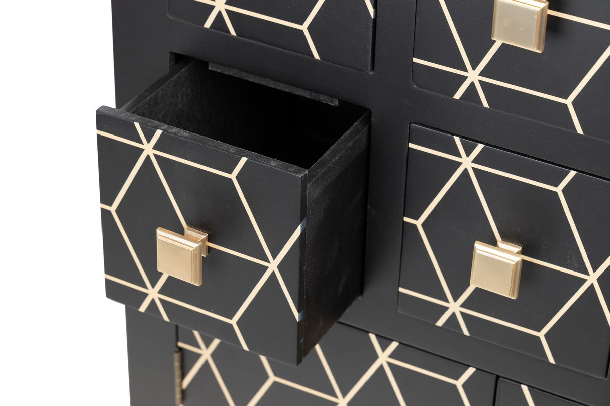 Cabinet Black-Dorado Wood 60x30x100 cm