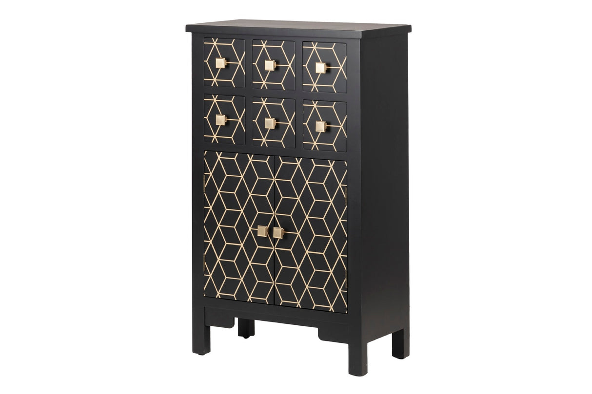 Cabinet Black-Dorado Wood 60x30x100 cm