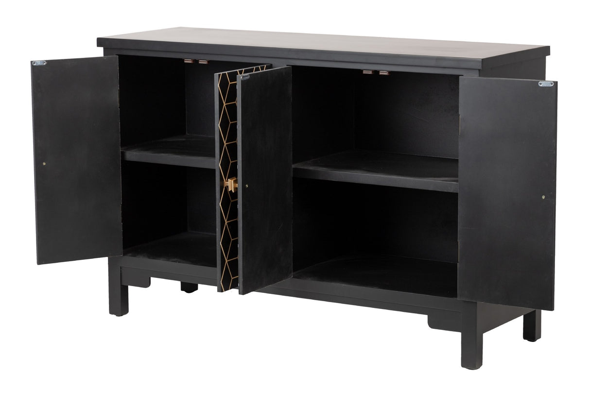 Black-Dorado Wooden Sideboard 120x40x80 cm