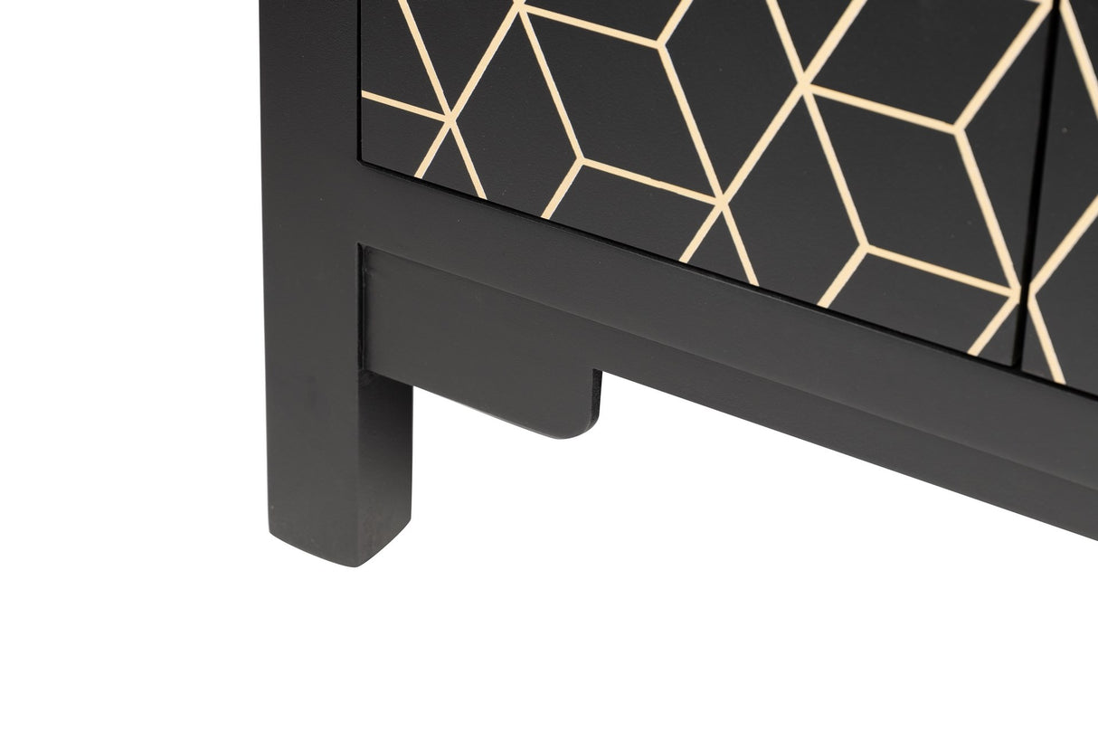 Black-Dorado Wooden Sideboard 120x40x80 cm