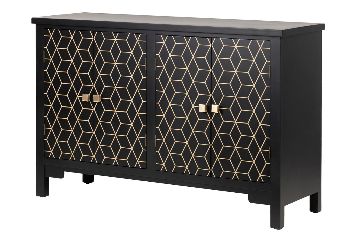 Black-Dorado Wooden Sideboard 120x40x80 cm