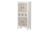 Armoire en bois sculpté blanc 60x30x130 cm