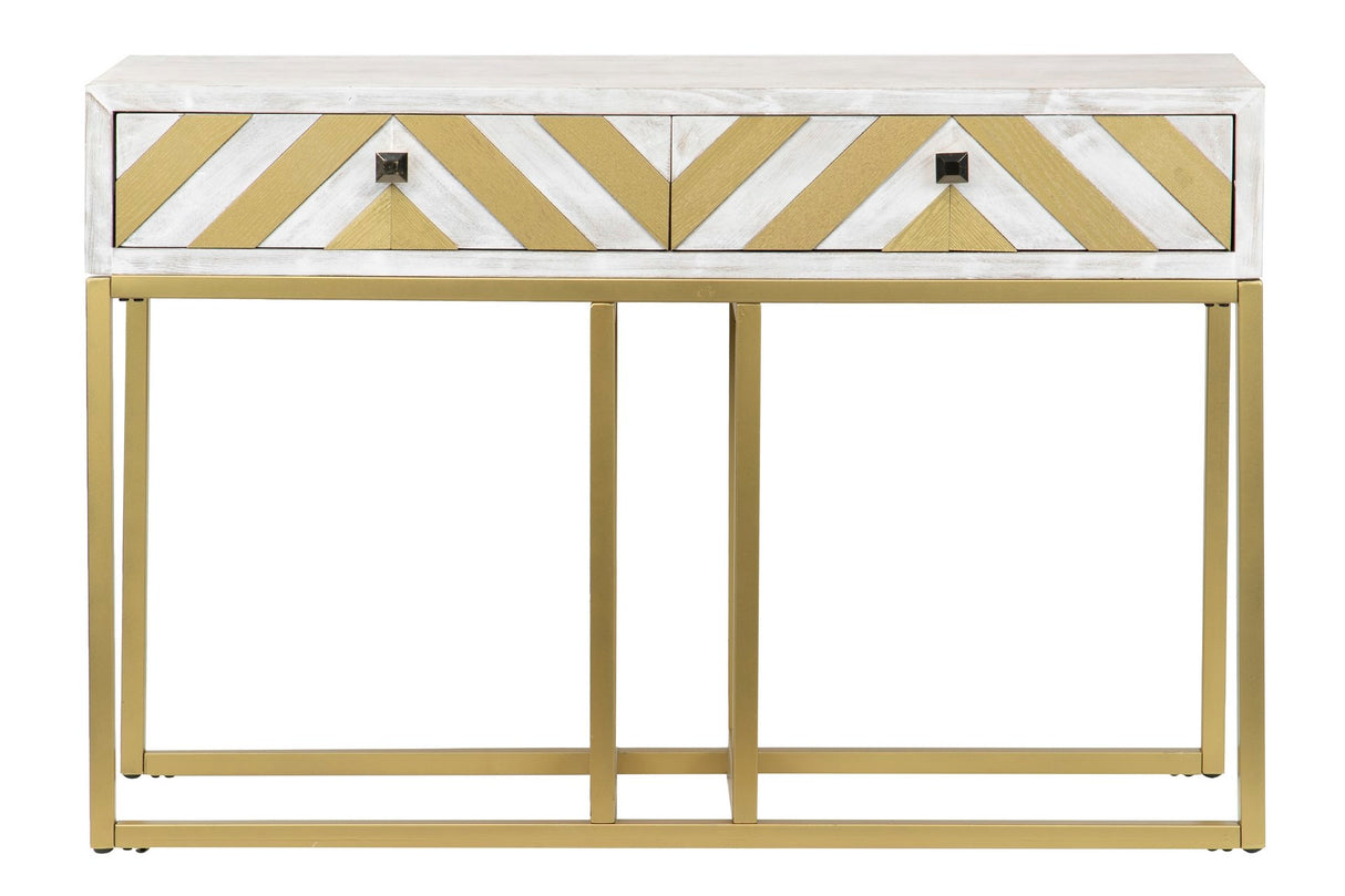 Console de métal en bois blanc-Dorado 120x35x81 cm