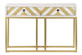 Console di metallo in legno bianco-dorado 120x35x81 cm