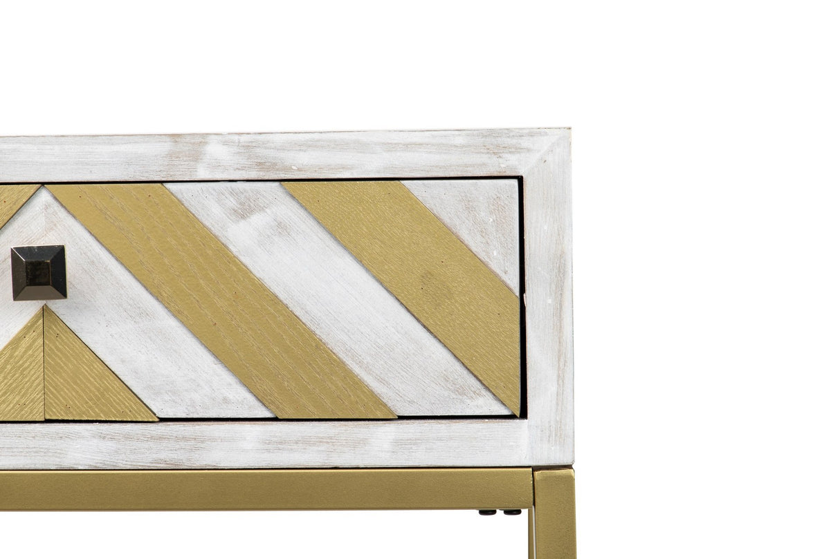 CONSOLA MADERA-METAL BLANCO-DORADO 120x35x81 CM