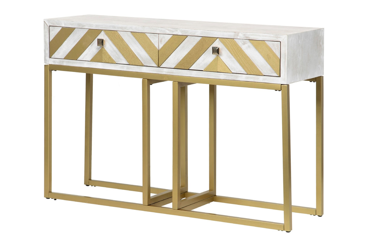 Console de métal en bois blanc-Dorado 120x35x81 cm