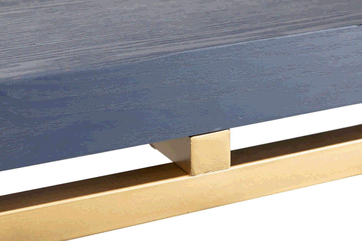 Mesa de jantar de metal-medál-dorado azul 180x90x80 cm