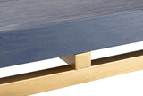 MESA COMEDOR MADERA-METAL AZUL-DORADO 180x90x80 CM