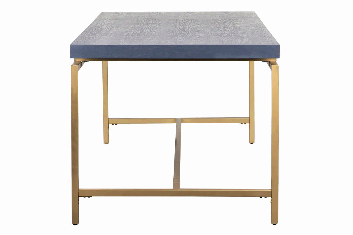 MESA COMEDOR MADERA-METAL AZUL-DORADO 180x90x80 CM